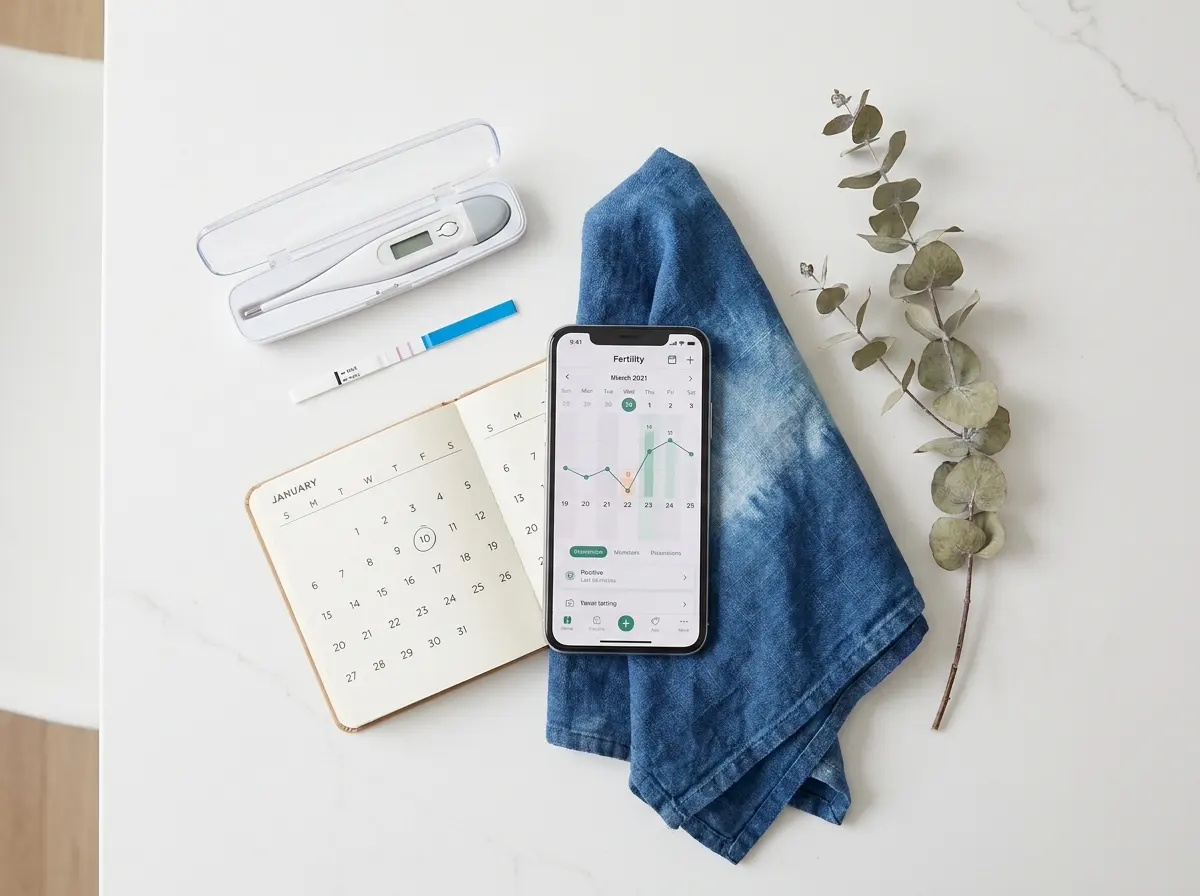 Ovulation tracking tools: thermometer, ovulation test, calendar, and app